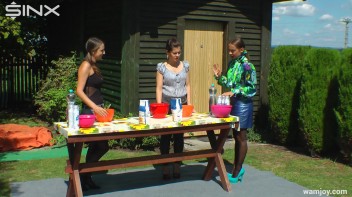 Brunette Hotties Compete In Messy Food Fight Screencap 1 on www.sinx.com