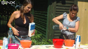 Brunette Hotties Compete In Messy Food Fight Screencap 15 on www.sinx.com
