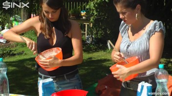 Brunette Hotties Compete In Messy Food Fight Screencap 19 on www.sinx.com