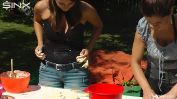 Brunette Hotties Compete In Messy Food Fight Screencap 26 on www.sinx.com