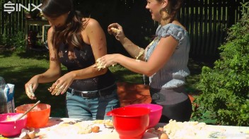 Brunette Hotties Compete In Messy Food Fight Screencap 29 on www.sinx.com