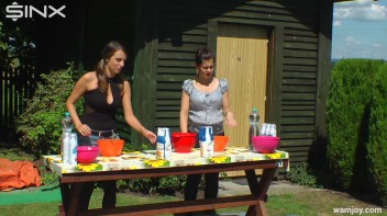 Brunette Hotties Compete In Messy Food Fight Screencap 3 on www.sinx.com