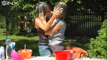 Brunette Hotties Compete In Messy Food Fight Screencap 31 on www.sinx.com