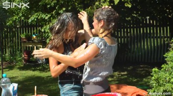 Brunette Hotties Compete In Messy Food Fight Screencap 32 on www.sinx.com