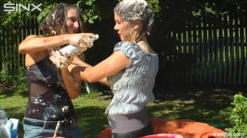 Brunette Hotties Compete In Messy Food Fight Screencap 33 on www.sinx.com