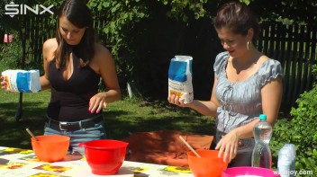 Brunette Hotties Compete In Messy Food Fight Screencap 4 on www.sinx.com