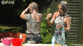 Brunette Hotties Compete In Messy Food Fight Screencap 43 on www.sinx.com