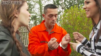 Cock On The Run: Escaped Prisoner Finds Shelter Deep Inside Two Leather Lovers' Assholes Screencap 5 on www.sinx.com