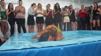 Oily Wrestling: Jenna Lovely vs. Nicole Vice & Erika vs. Tanya Screencap 44 on www.sinx.com