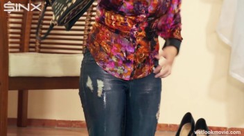 Brunette In Jeans Enters Swimming Pool Clothed Screencap 18 on www.sinx.com