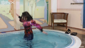Brunette In Jeans Enters Swimming Pool Clothed Screencap 20 on www.sinx.com