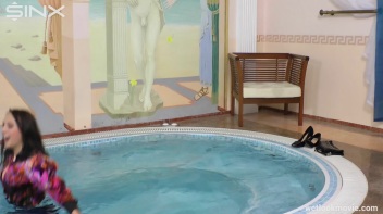 Brunette In Jeans Enters Swimming Pool Clothed Screencap 26 on www.sinx.com