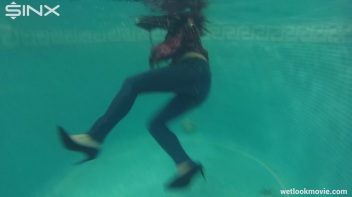 Brunette In Jeans Enters Swimming Pool Clothed Screencap 28 on www.sinx.com