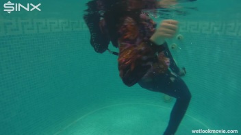 Brunette In Jeans Enters Swimming Pool Clothed Screencap 29 on www.sinx.com
