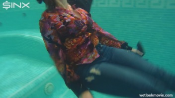 Brunette In Jeans Enters Swimming Pool Clothed Screencap 33 on www.sinx.com