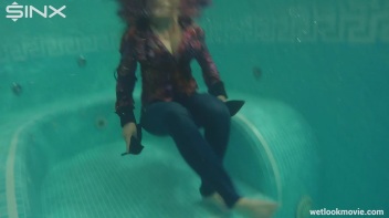 Brunette In Jeans Enters Swimming Pool Clothed Screencap 34 on www.sinx.com