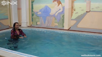 Brunette In Jeans Enters Swimming Pool Clothed Screencap 38 on www.sinx.com