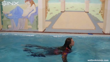 Brunette In Jeans Enters Swimming Pool Clothed Screencap 39 on www.sinx.com