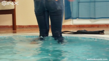 Brunette In Jeans Enters Swimming Pool Clothed Screencap 10 on www.sinx.com