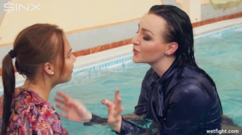 Cute Clothed Girls Fight In Swimming Pool Screencap 16 on www.sinx.com