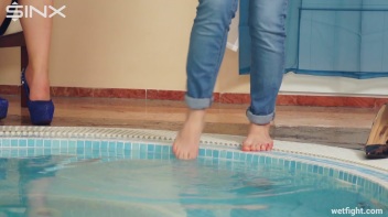 Cute Clothed Girls Fight In Swimming Pool Screencap 2 on www.sinx.com