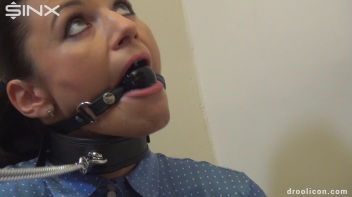 Leashed Brunette Drools While Humiliated With Ball Gag Screencap 8 on www.sinx.com