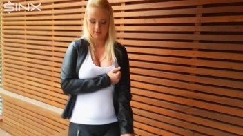 Titty Bouncing Blonde Smokes Outside Screencap 21 on www.sinx.com