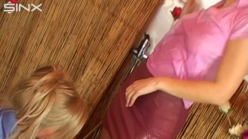 Blonde Soaks Clothed Brunette With Shower Screencap 28 on www.sinx.com