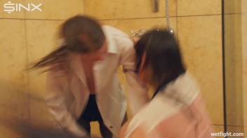 Girl Housemates Fight Clothed In Shower Screencap 15 on www.sinx.com
