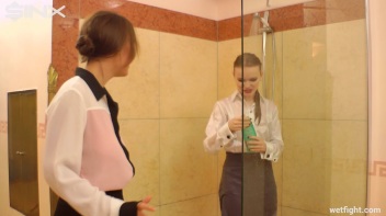 Girl Housemates Fight Clothed In Shower Screencap 3 on www.sinx.com