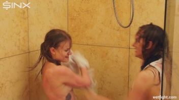 Girl Housemates Fight Clothed In Shower Screencap 34 on www.sinx.com