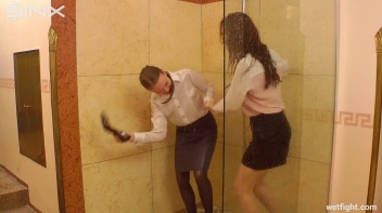 Girl Housemates Fight Clothed In Shower Screencap 8 on www.sinx.com