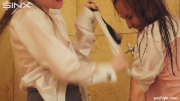 Girl Housemates Fight Clothed In Shower Screencap 12 on www.sinx.com