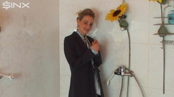 Busty Blonde Lathers Up In Clothed Shower Screencap 2 on www.sinx.com